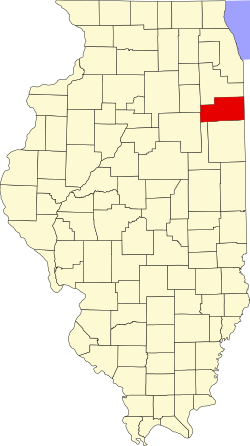 Map of Illinois highlighting Kankakee County