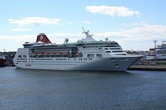 MS Empress, in her original Pullmantur livery, docked in Tallinn, Estonia in June 2010