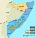 Map of zones of control in the War in Somalia