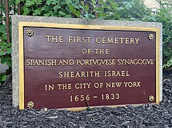 The First Cemetery of the Spanish and Portuguese synagogue Shearith Israel in the City of New York 1656–1833.