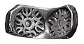 Image 9Gandharan "bent-bar" punch-marked coin minted under Achaemenid administration, of the type found in large quantities in the Chaman Hazouri and the Bhir Mound hoards. (from Coin)