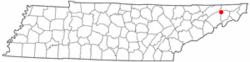 Location of Fall Branch, Tennessee