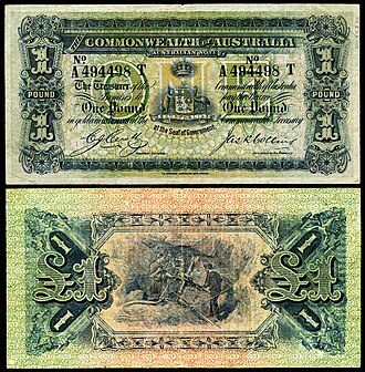 Australian one-pound note from the series of 1918, by Thomas S. Harrison