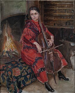 Kirsti Playing the Cello, 1917