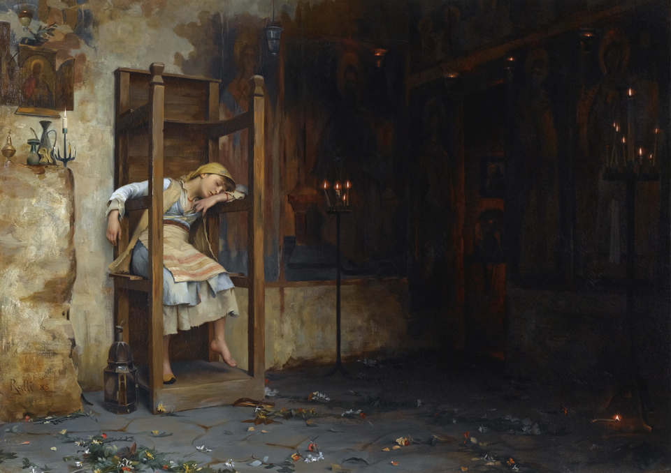 Dreaming in a Church by Theodorus Rallis c. 1885