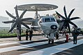Grumman E-2 Hawkeye on display at a highway strip during the 2021 Han Kuang exercise