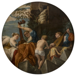  circular painting with multiple figures