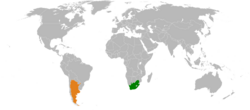 Location map for Argentina and South Africa.