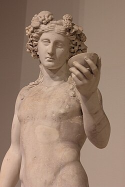 The "Bacchus Richelieu". Roman marble statue, 2nd century AD (with 17th-century restorations), Louvre Museum, Paris.