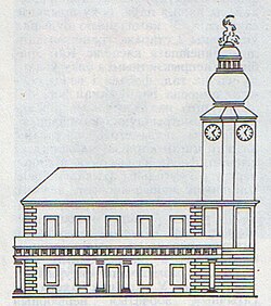 Navahrudak town hall, plan in the 19th century.
