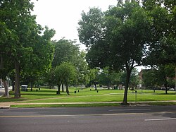 Looking south on St. Louis Ave into St. Louis Place Park