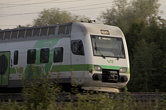 Sm4 train with a refreshed passenger information system on a main line service