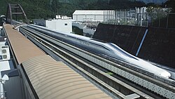 A long, streamlined train