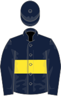 Dark blue, yellow hoop