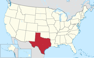 Location of Texas within the United States