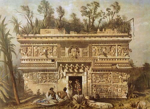 Las Monjas (Chichen Itza) in 1843 by Frederick Catherwood