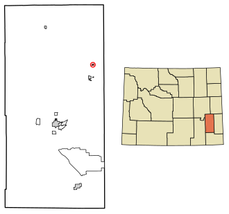 Location of Hartville in Platte County, Wyoming.