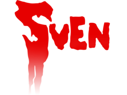 "Sven" in red above "Squad" in white with a stylized "S" that looks like it is dripping.