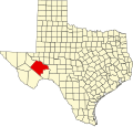 State map highlighting Pecos County