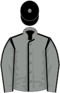 Grey, black seams, black cap, grey pom pom