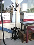 A free-standing hatstand and umbrella stand
