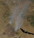 The Bush Fire burning in central Arizona on June 17, 2020 as seen from space