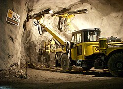Tunnel drilling machine "Rocket Boomer E2C", model 2009. The rock drilling equipment business belongs to Epiroc.