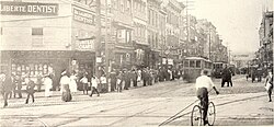 The central business district of Paterson at the intersection of Market and Main Streets, 1911