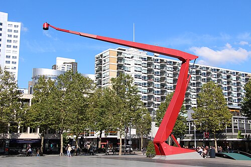 Schouwburgplein in Rotterdam, Netherlands, by Adriaan Geuze (1996). Revitalization of a square that was once empty and dominated by concrete.