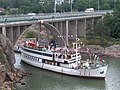 SS Ukkopekka goes under the Ukkopekka bridge.