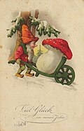 Image 18Amanita muscaria, the most easily recognised "toadstool", is frequently depicted in fairy stories and on greeting cards. It is often associated with gnomes. (from Mushroom)