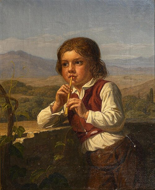 File:August Schiøtt Flötenspielender Knabe.jpg