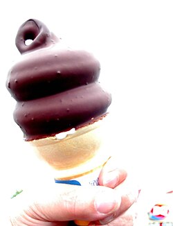 Chocolate-dipped soft-serve cone