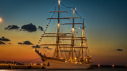 Romanian Sailing Ship Mircea at night