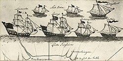 English Fleet on Lake Ontario, ca. 1755