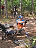 Bike biathlon competition using handguns
