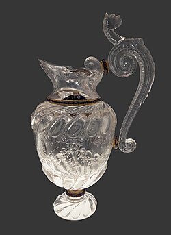 Rock crystal jug with cut festoon decoration by a Milan workshop from the second half of the 16th century, National Museum, Warsaw. Milan, apart from Prague and Florence, was the main Renaissance centre for crystal cutting.