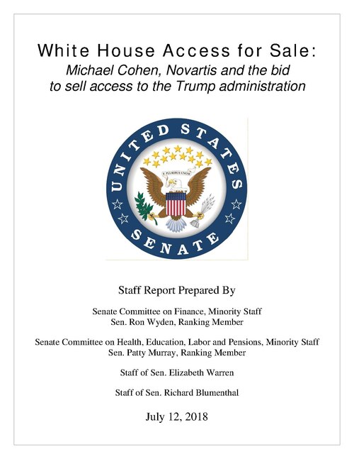 File:REPORT White House Access for Sale Michael Cohen and Novartis.pdf