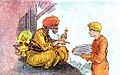 Aladdin trades the silver plates to a Jew for a piece of gold.