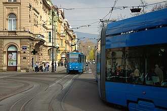 TMK 2200 and Tatra KT4 trams at Glavni Kolodvor