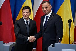 Zelenskyy meets Polish president Andrzej Duda during an official visit to Poland, 26 January 2020