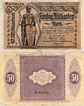 50 billion (50 Milliarden) marks, Plauen, 1923