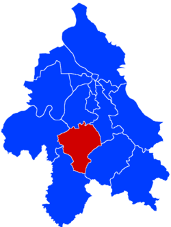 Location of Barajevo within the city of Belgrade