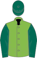 Light green, dark green sleeves and cap