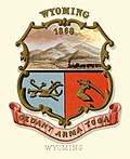 Image 12Wyoming territory historical coat of arms (illustrated, 1876). This territorial design was re-adopted at statehood (1890) until a complete redesign in 1893. (from History of Wyoming)