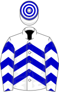 White, blue chevrons, hooped cap