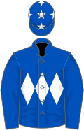 Royal blue, white triple diamond, white stars on cap