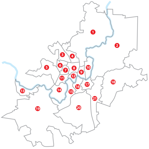Numbered map of Vilnius
