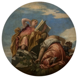  circular painting with multiple figures