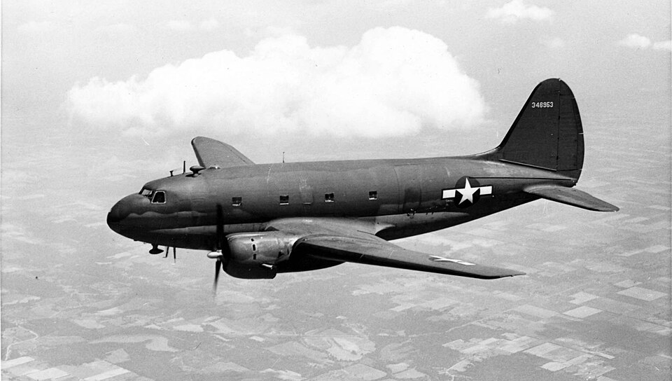 File:Curtiss XC-46B in flight.jpg